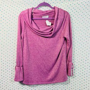 NWT Ces Femme Pink Long Sleeve Cowl Neck Blouse